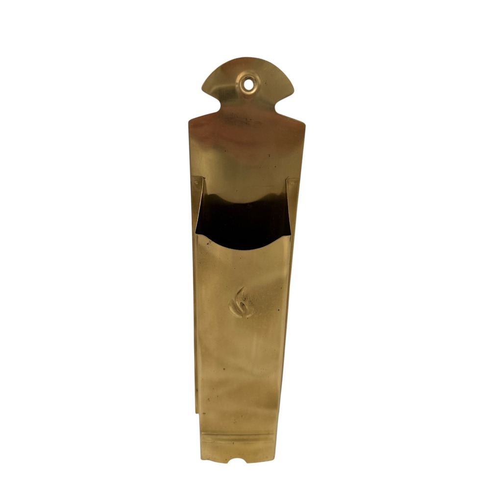 Vintage Brass Fireplace Matches Holder Flame Emblem Free Standing or Wall Mount - Picture 2 of 6